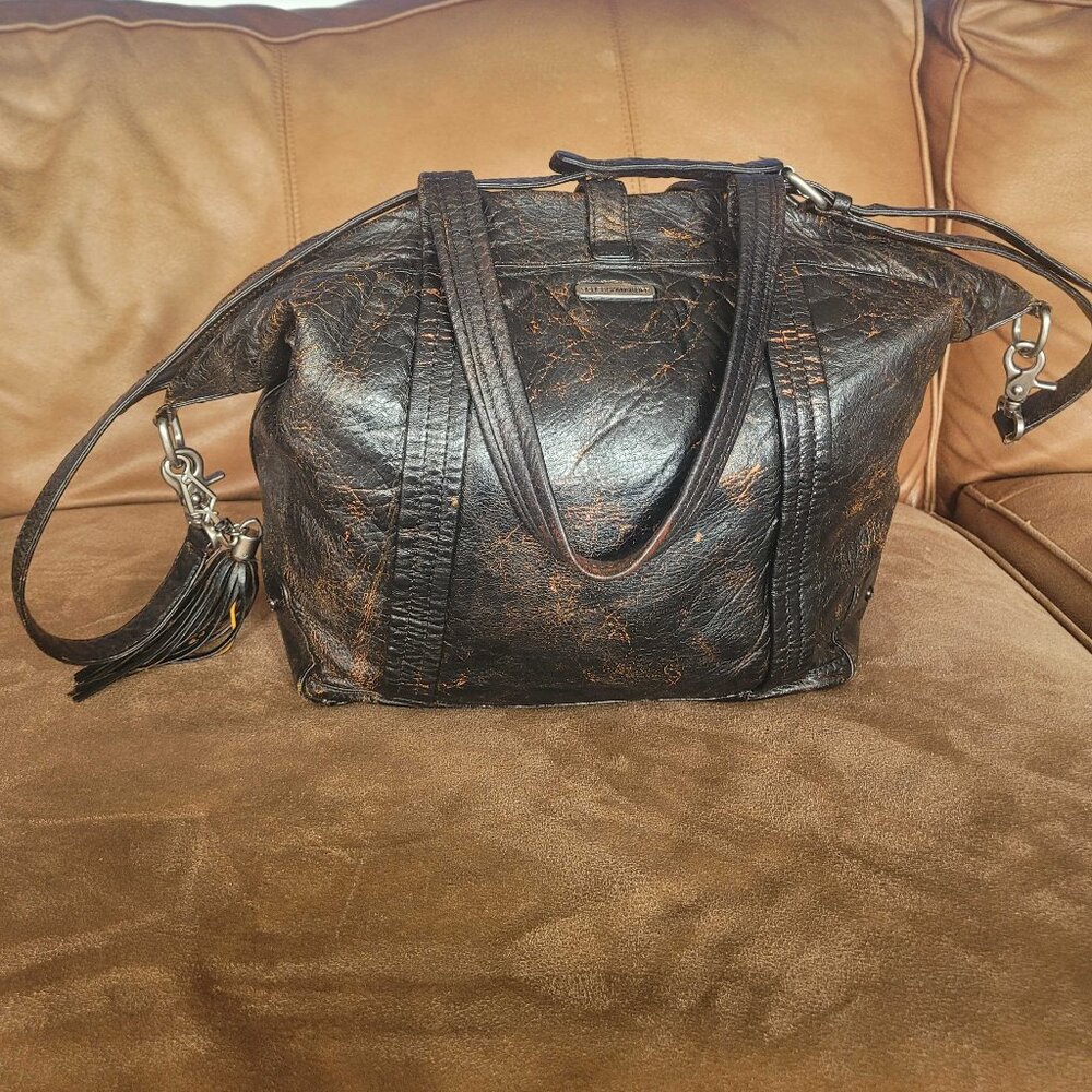Rebecca Minkoff genuine leather, large bag - weathered look - black/brown